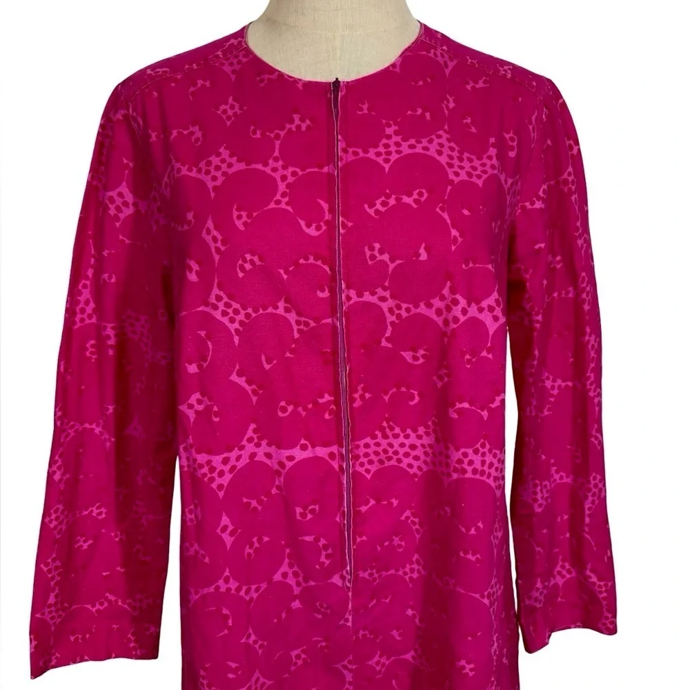 VINTAGE Marimekko Zip Front Shift Smock Dress in Tarha Pattern Sz:40/US12 1960s